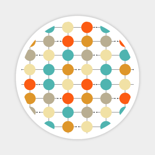 Colorful Circles On A Grid Mid Century Pattern Magnet